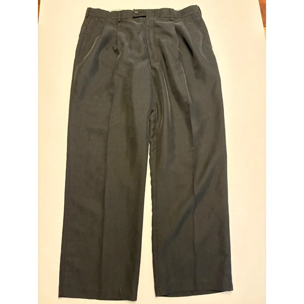 Nike Golf Pleated Trousers Mens 38x30 Black Straight Leg Corduroy Pants Rayon